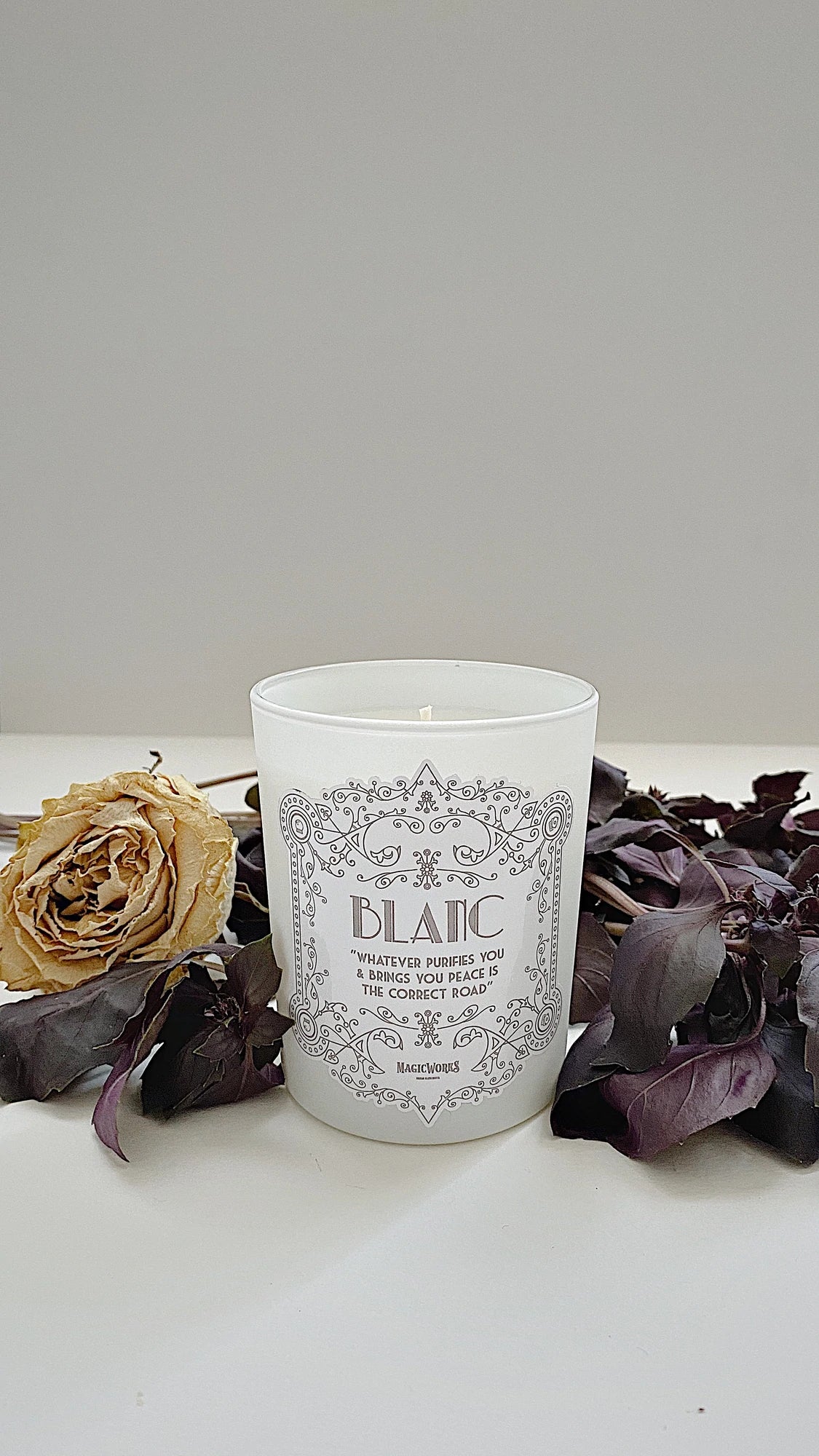 BLANC – “Whatever Purifies You & brings You Peace IS The Correct Road” candle